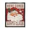Stupell Industries Here Comes Santa Claus Smiling Vintage Framed Floater Canvas Wall Art